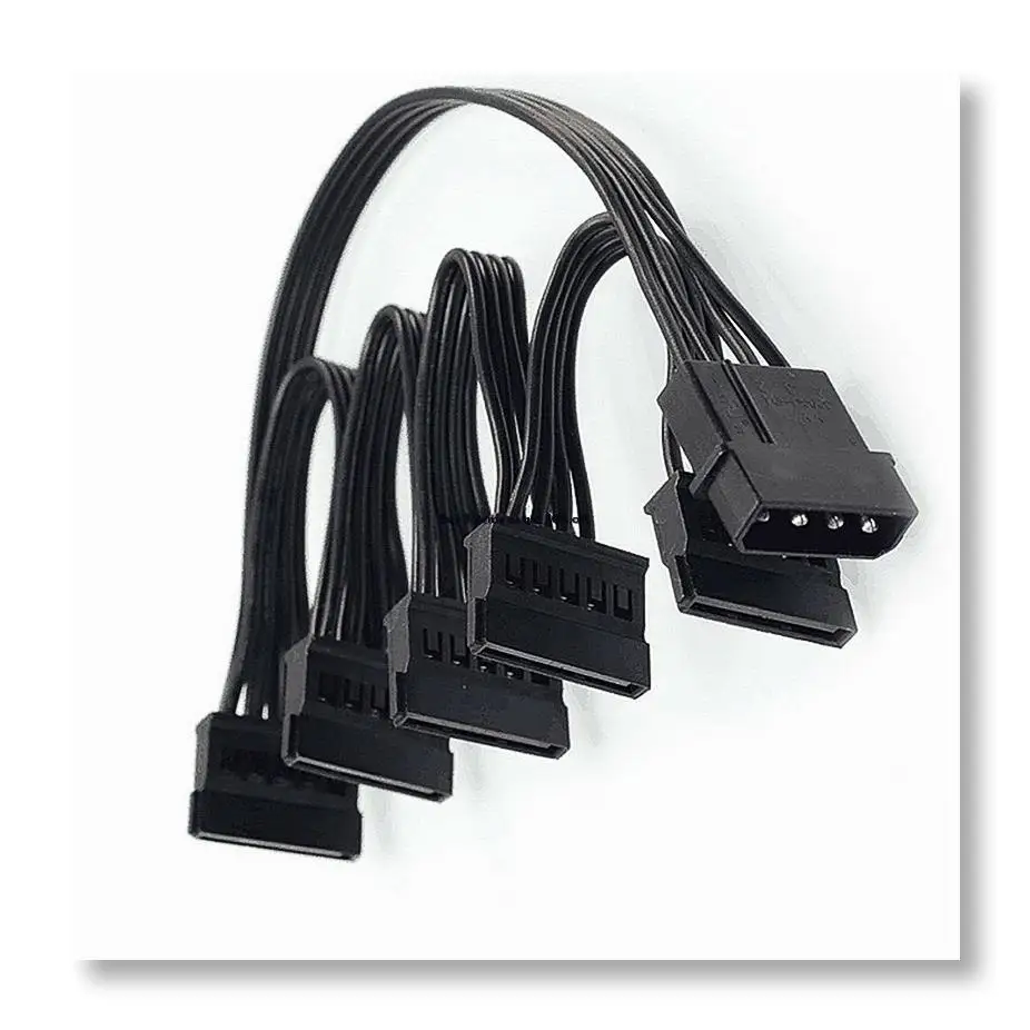 ✱4Pin IDE to 5-Port Power Supply Cable 4Pin Molex to Multi SATA Port 18AWG Wire Power Cord For Hard Drive HDD SSD PC