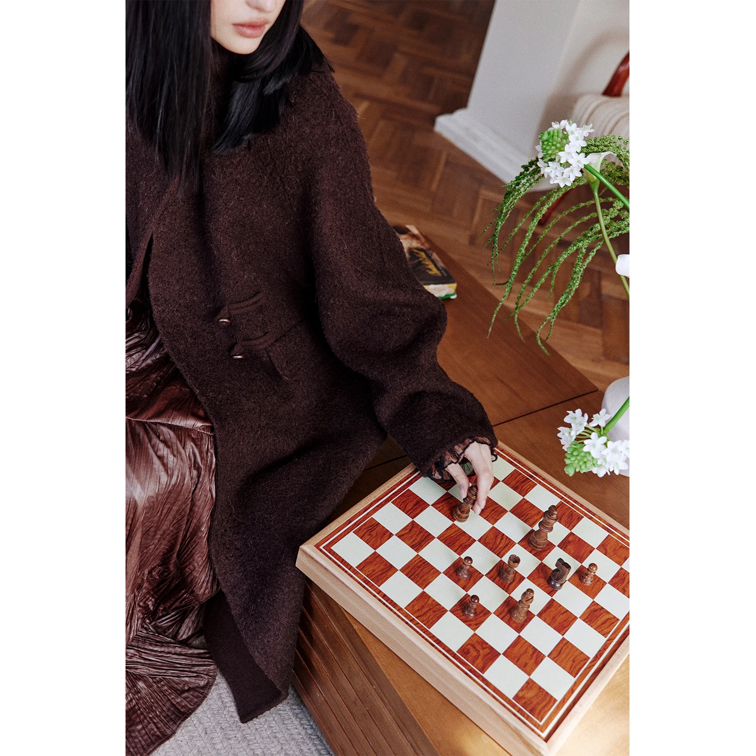 

Rosebanks Bourgogne Luxury New Chinese Sle Buttoned Double-Faced Camel Wool Coat Ele Casual High Faion Women's Outerwear