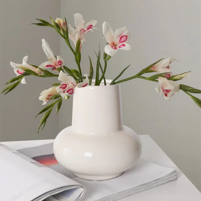 【Premium】Round Bellied Ceramic Vase, Living Room, Foyer, Bouquet Decoration, Home Decoration, Flower Arrangement Device