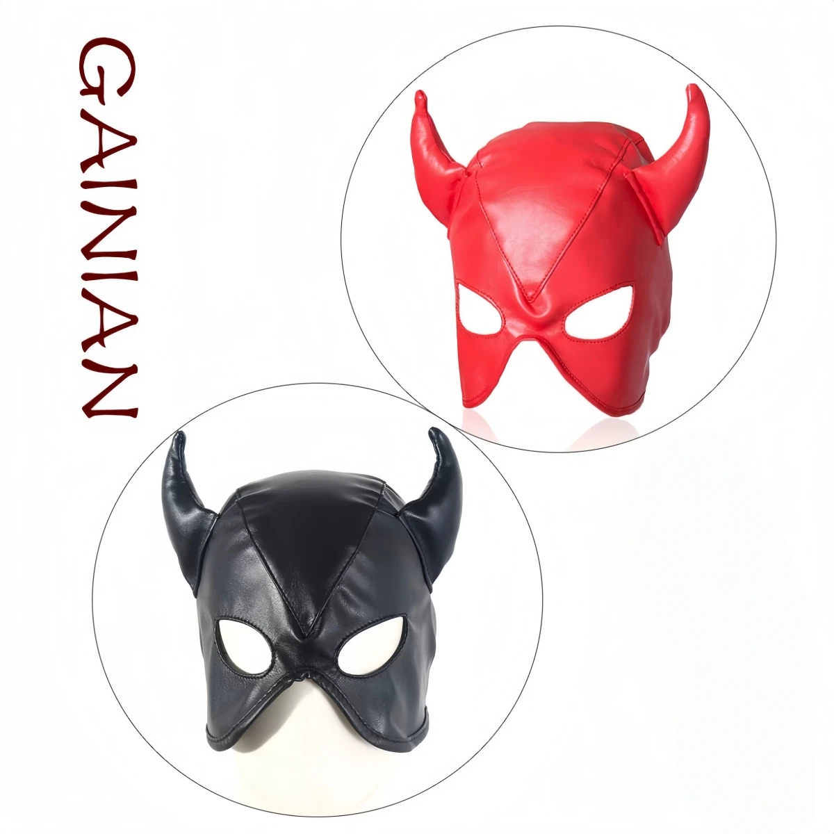 Fashion Sexy Men Woman Ox horn Head Masks Fetish PU Leather Masquerade Cosplay Adult Party Headgear Couples Games Hood Mask