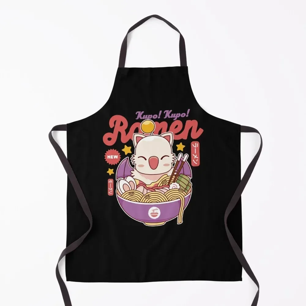 

Moogle Kupo Ramen Apron Bib For Kitchen Women's Dresses Waterproof with pockets Apron