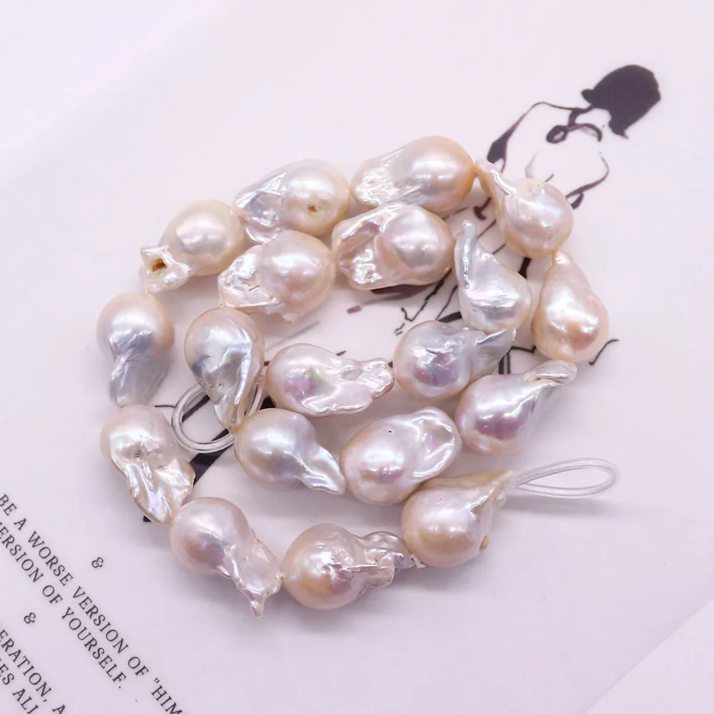 

15x18-22mm Natural Freshwater Pearl Baroque Large Bus Irregular Tail Straight-hole Pearl DIY Fashion Bracelet Necklace Jewelry