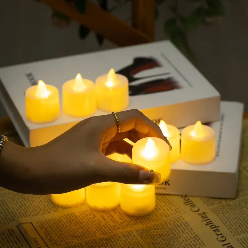 Battery Powered Flameless LED Electronic Candles Cylindrical Shape Candle Lamp for Wedding Christmas Valentine Party Decor