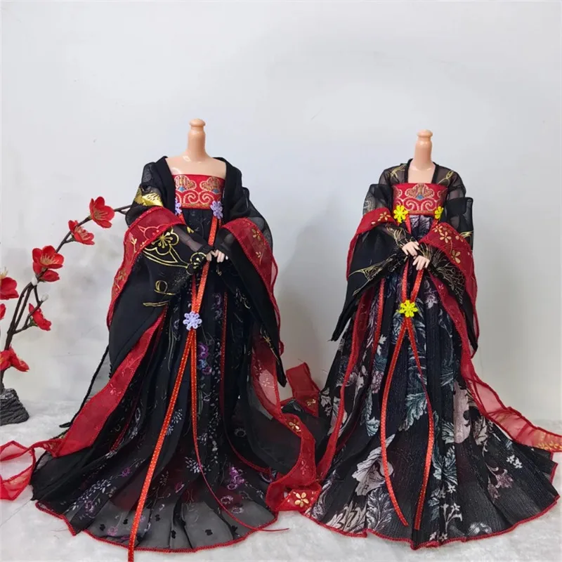 1/6 Maßstab Weibliches klassisches Hanfu-Kleid im antiken Stil mit weiten Ärmeln und trägerlosem Design für 12'' Tbl Ph Actionfigur-Körpermodell – Detail 6