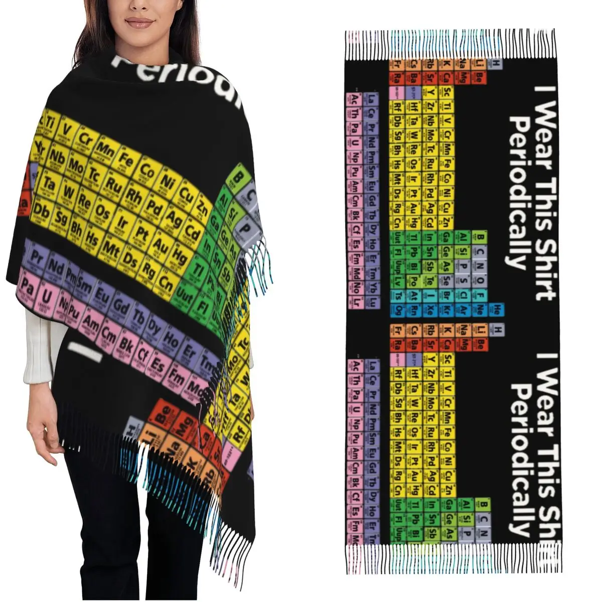 Elements Periodic Table Scarf for Women Winter Warm Pashmina Shawl Wrap Chemistry Large Shawl Scarf for Daily Wear