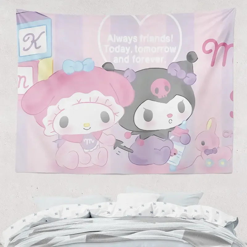 Kuromi Melody Cinnamoroll Kawaii Cartoon arazzo appeso a parete ragazze regali Anime tappeti da parete tappetino da Yoga per la decorazione del