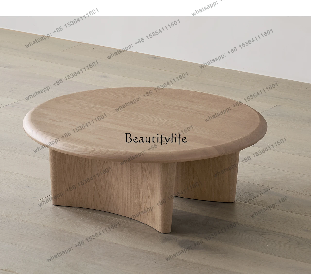 

LD33Living room small apartment solid wood coffee table log retro round tea table