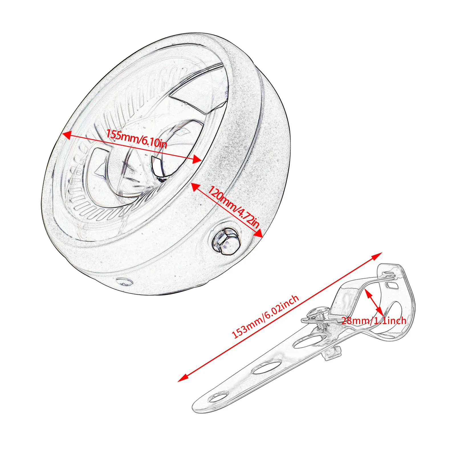 6.5 Inch Vor tex Retro LED Headlight Metal Shell Modified Motorcycle Headlamp Fit for Ha rley Cruiser Cafe Racer Accessories