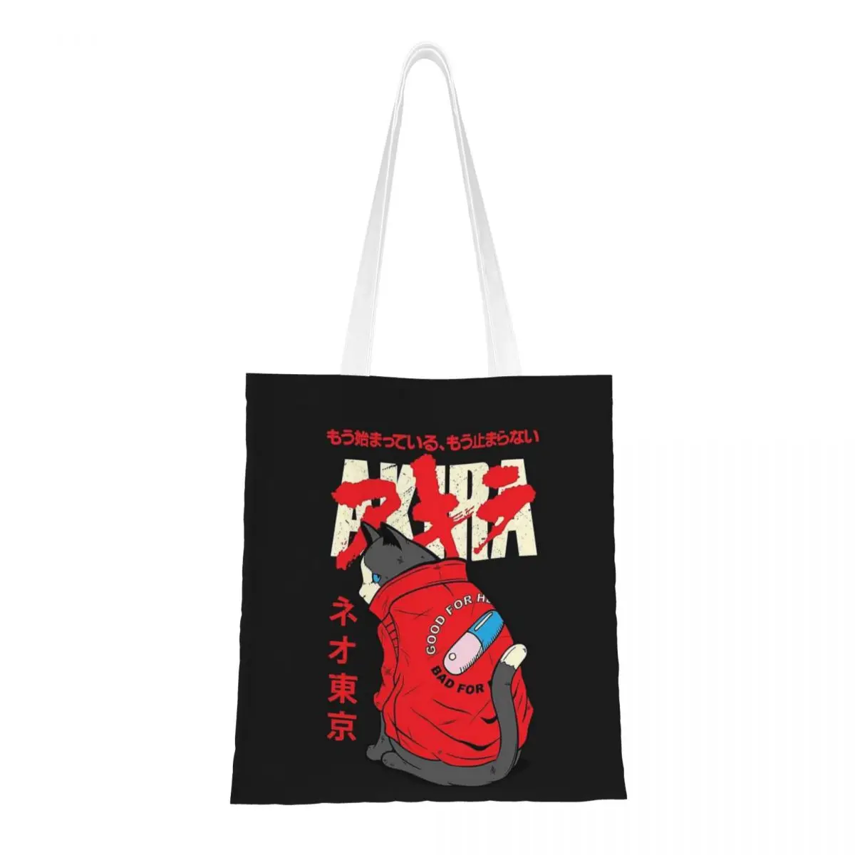 Tokyo Anime Akira Cat Shopping Bags Girls Canvas The Tote Bag Folding Girls Shoulder Tote Travel Handbag