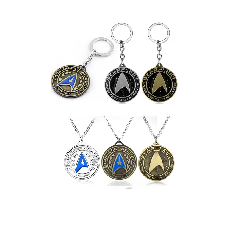 

New War Star Trek Keychain Necklace Company Logo Metal Communicator Darkness Starfleet Statement Key Chains 5cm