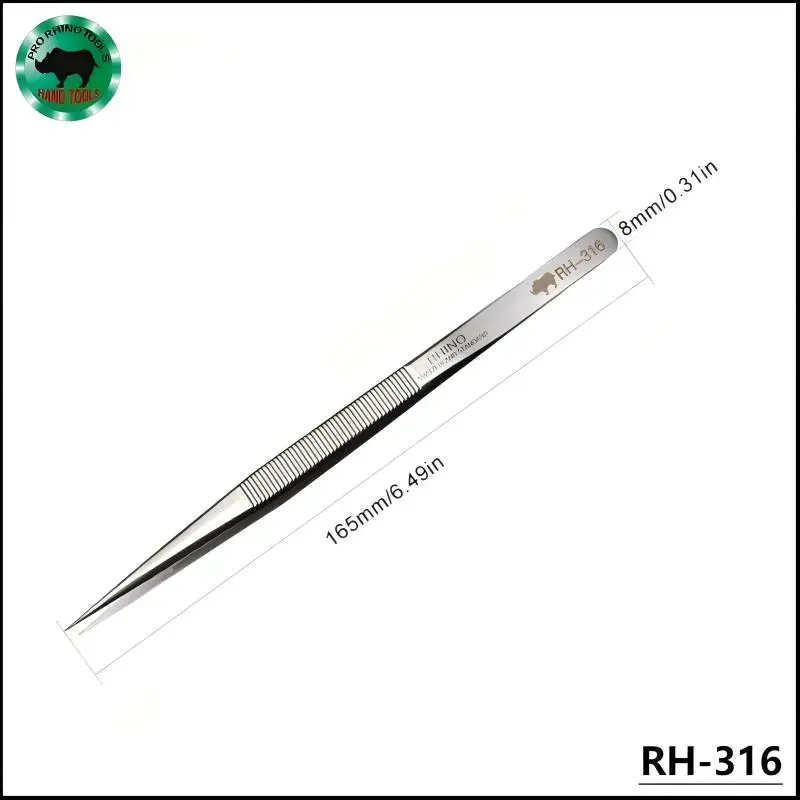 Japan RHINO RH-316 Extended ESD Tweezers - High Precision, Super Hard | Professional Watch & Cell Phone Repair Tool