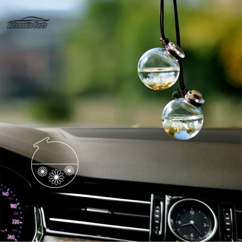 1 Pcs Car Hanging Perfume Pendant Fragrance Air Freshener Empty Glass Bottle for Essential Oils Diffuser Automobiles Ornaments