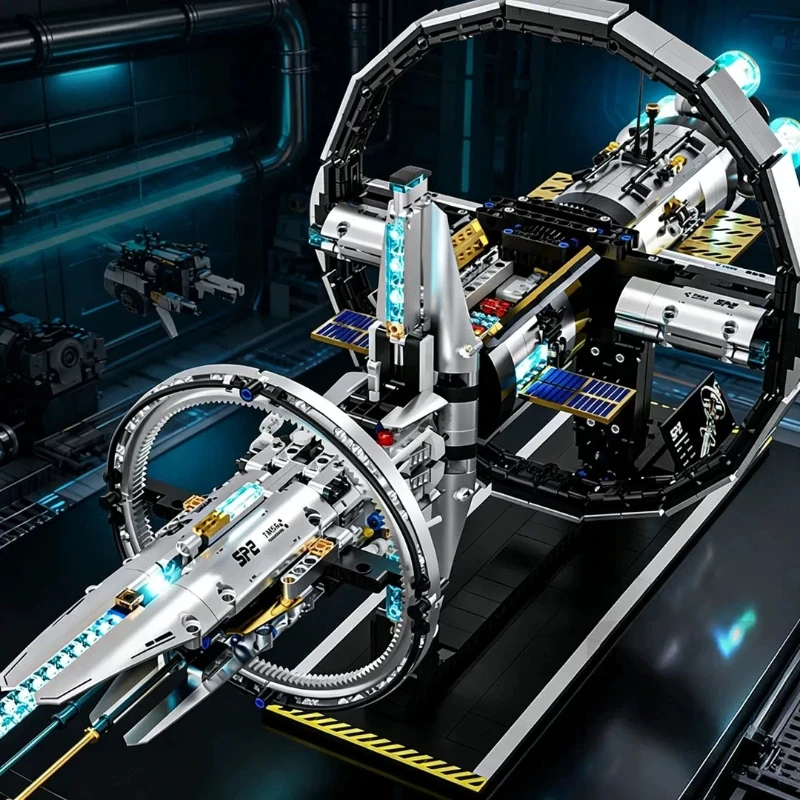 High Texture Detail Reproduction Electric Space Station Rotatable Power Unit Building Blocks Hard Difficulty Assembly Model