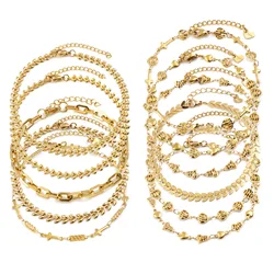 DoreenBeads Stainless Steel Anklet Gold Color For Women Beach Foot Leg Chain Ankle Bracelets Jewelry Gift 22.5cm-23.5cm, 1 Piece