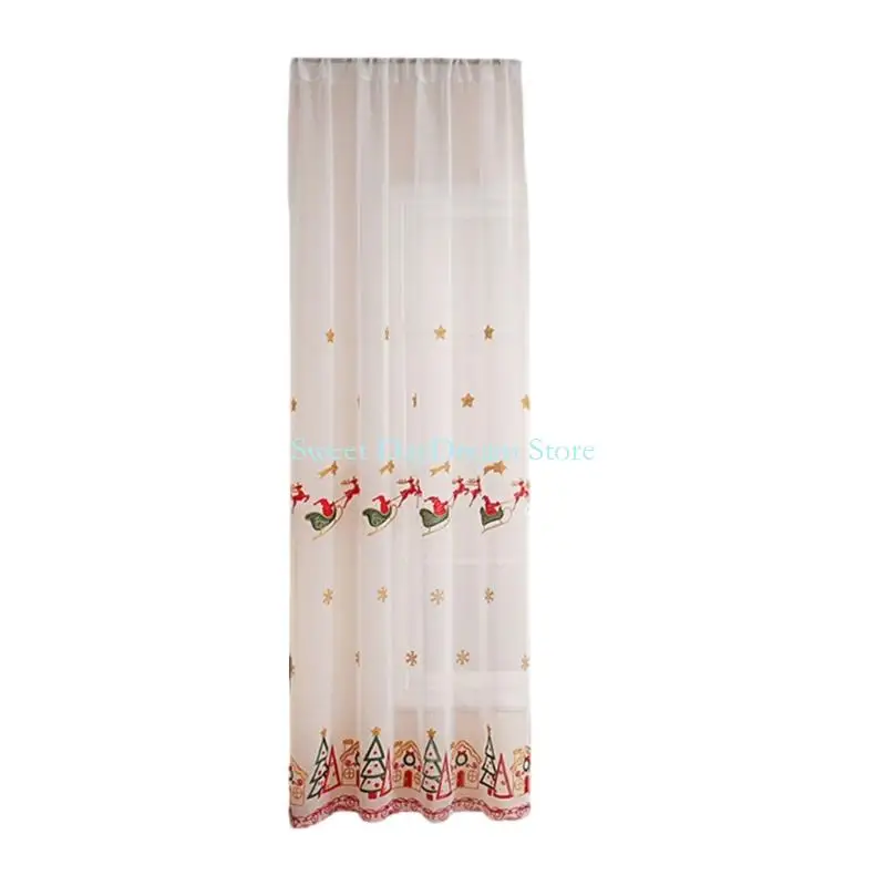Y88C Decorative Christmas Curtains Lightproof Easy Installation Machine Washable
