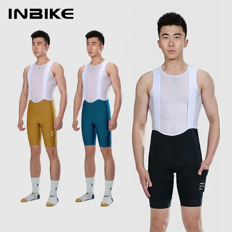 INBIKE Summer Cycling Bib Shorts 3D Padded Men's MTB Bike Shorts Pants Man Road Cycling Pants Bicycle Shorts with Pocket Clothes