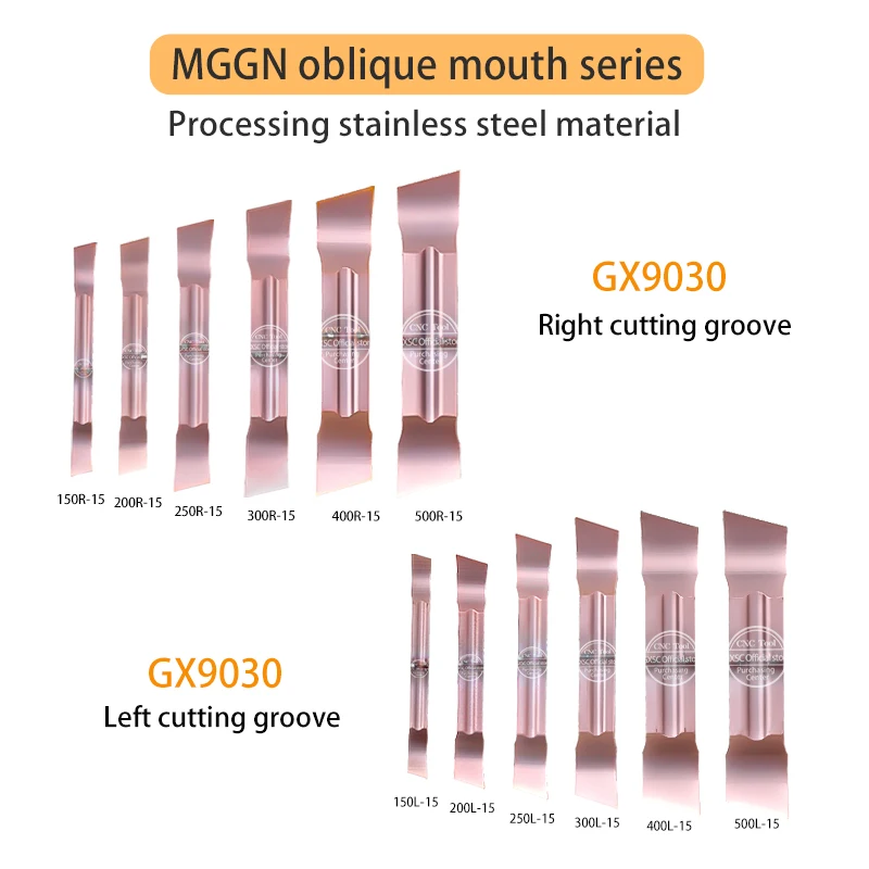 Aço inoxidável Grooving Blade, CNC Torno Carbide Inserções, Ferramentas de torneamento de metal, alta qualidade, MGGN150, 200, 250, 300, 400, 500,