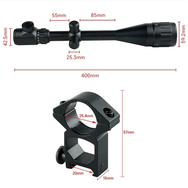 Imagem -02 - Hunting Optics Riflescope 624x50 Aoeg Retículo Ajustável Vermelho e Verde Visão Reflex hd Sniper Airsoft Scope Acessórios Táticos