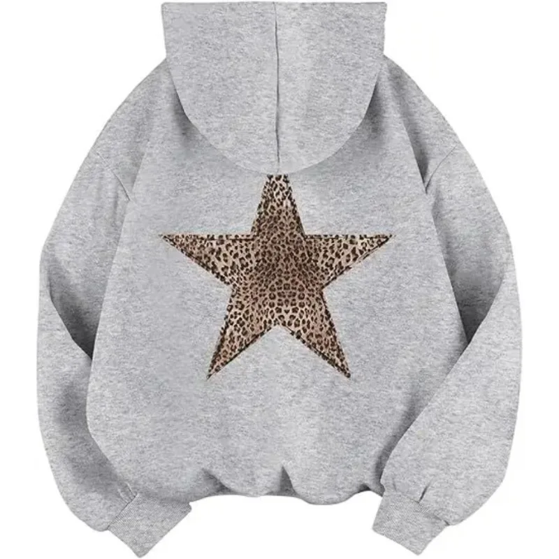 ستار جرافيك هوديس Y2k ليوبارد طباعة مقنعين البلوز الفهد هوديي الشارع الشهير للجنسين البلوز القمم ملابس الشتاء النساء