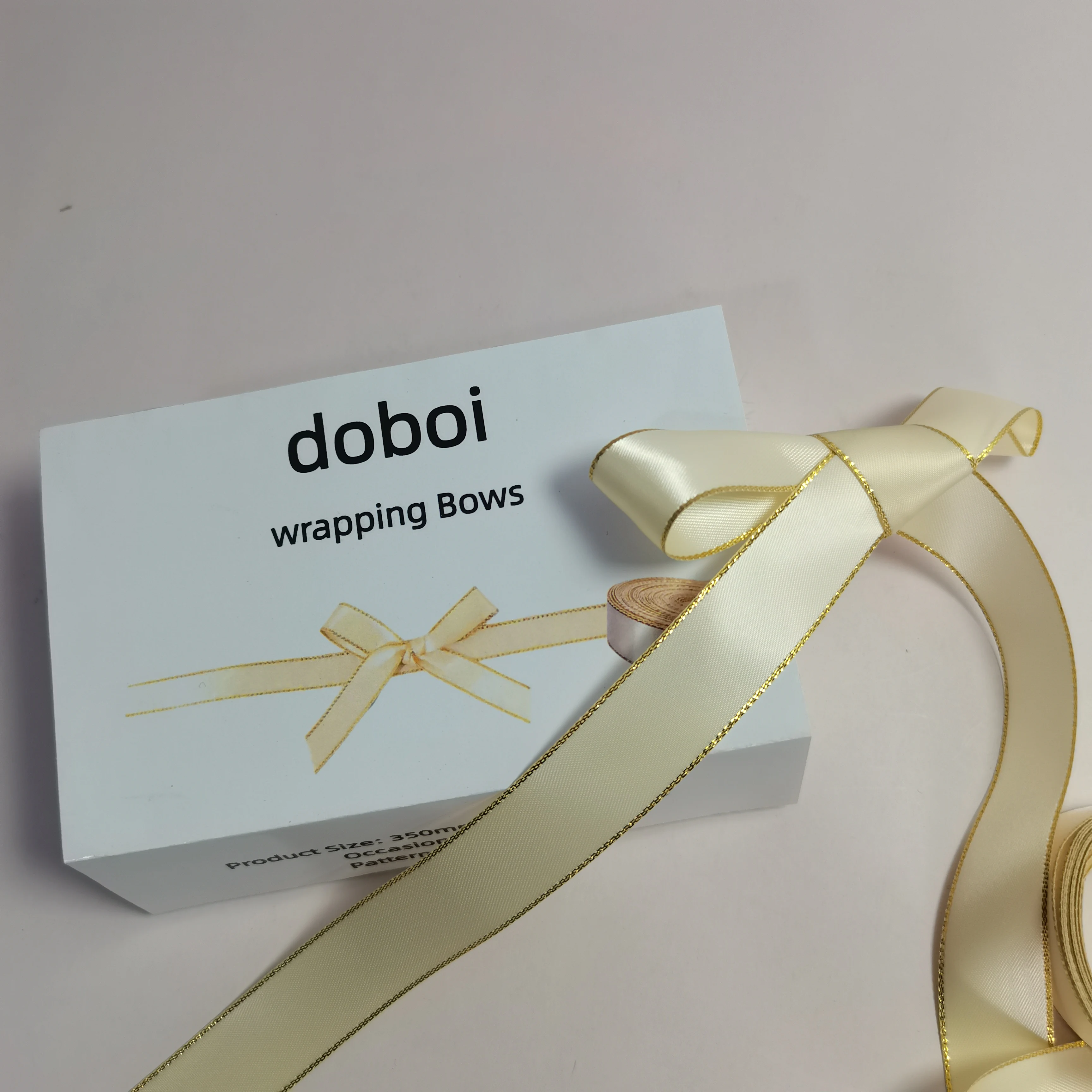 doboi 0.25*35cm Fresh Wrapping Bows Small Size Satin Ribbon Yellow Bows Flower Craft Decoration Handwork DIY Party Decoration