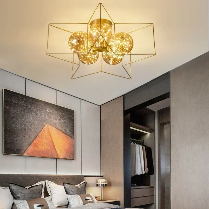 

Скандинавский простой потолочный светильник с пятиконечной звездой, домашний отдых, квартира, ресторан, креативный светодиодный светильник для спальни, лампа для детской комнаты