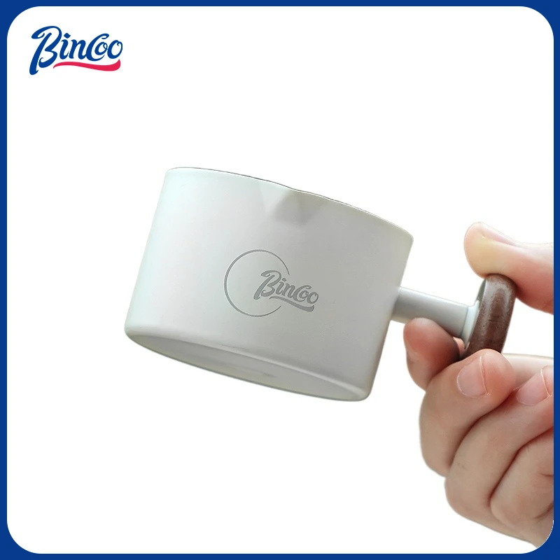 

BINCOO мерная чашка для кофе с деревянной ручкой из нержавеющей стали, маленькая чашка для извлечения сливок для эспрессо, аксессуары для кофемашины, 100 мл