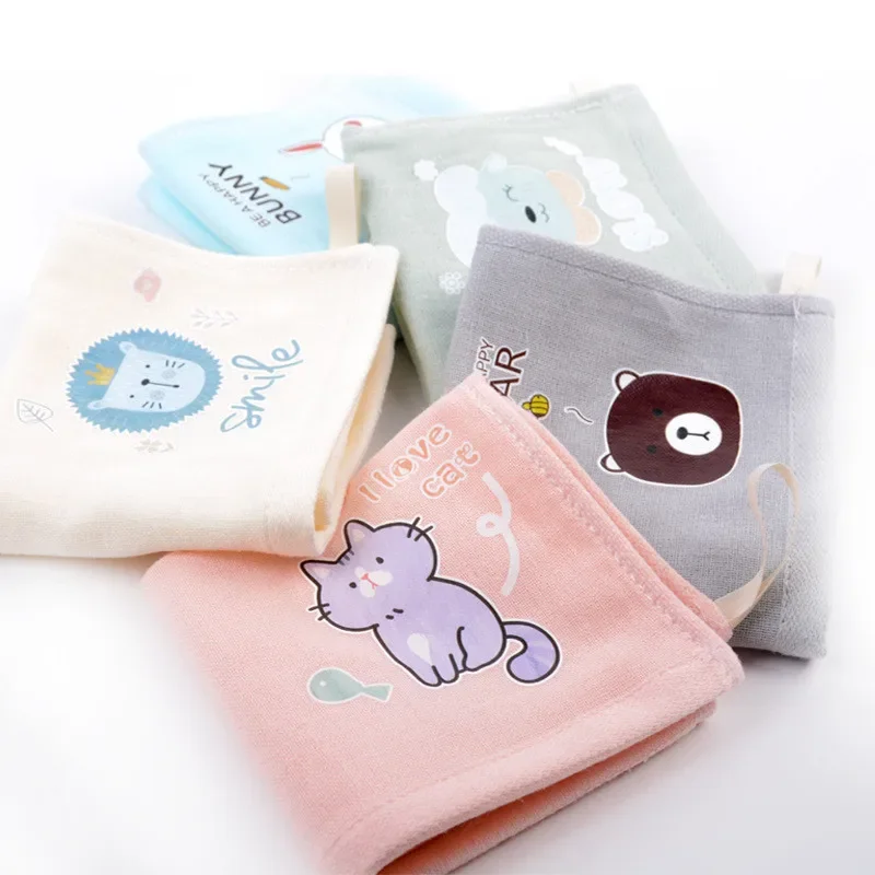 

1Pc 25x25cm Cartoon Animal Embossed Cotton Gauze Bathroom Baby Children Face Towel Hand Washcloth