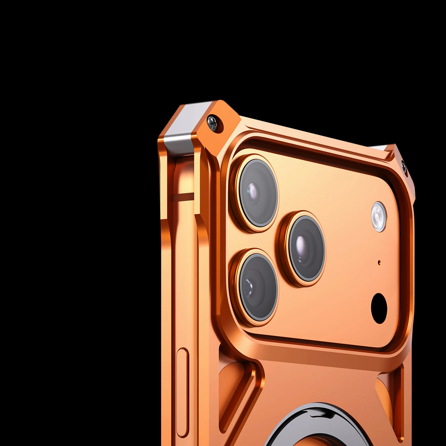 Całkowicie aluminiowa obudowa do iPhone'a 17 Pro 16 15 14 13 Pro Max, metalowa, odporna na wstrząsy, chroniąca przed upadkiem, z obrotowym pierścieniem i magnetycznym uchwytem. — zdjęcie produktu 5