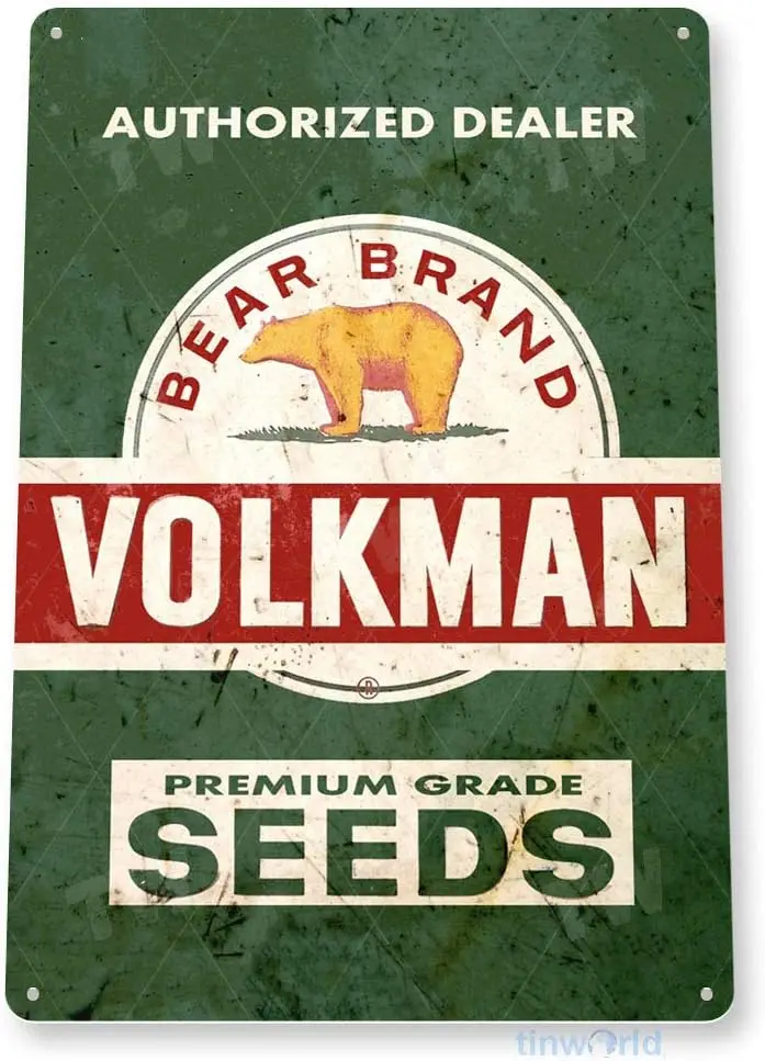 Tin Sign Volkman Seeds Feed Seed Farm Ranch Metal Sign Decor Rustic B537 sign