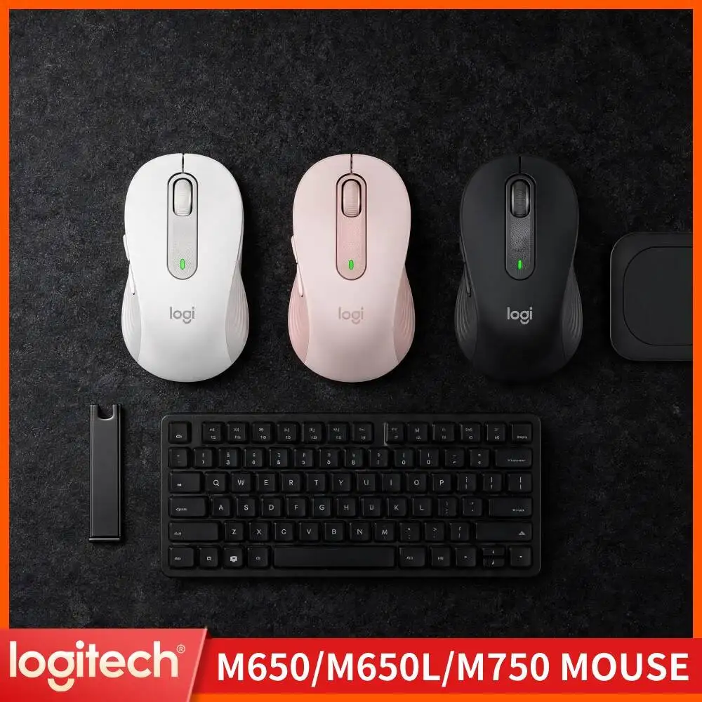 Logitech M650 Ergonomic Mouse Wireless Smart Adaptive Scroll Tech Noise Reduced Click Comfort Hand Fit For Daily Office Work