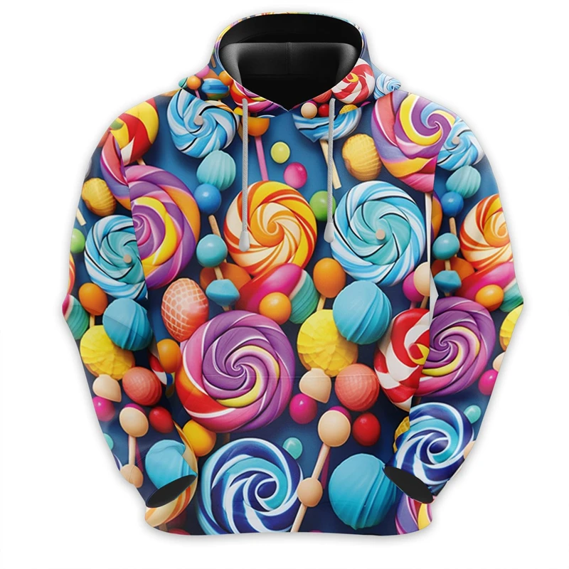 

Rainbow Lollipop 3D Print Hoodies For Men Clothes Harajuku Fashion Women Pullovers Candy Snack Graphic Sweatshirts Boy Hoody Top