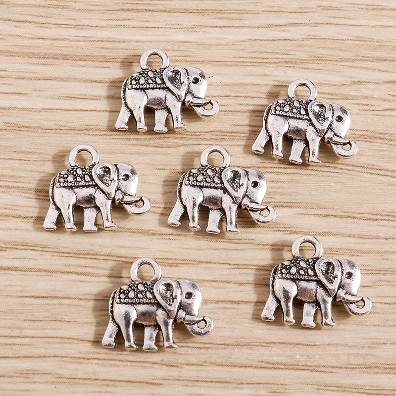 30pcs 14x12mm Cartoon Animal Charms Alloy Elephant Charms Pendants for Jewelry Making Earrings Necklace Bracelets DIY Craft Gift