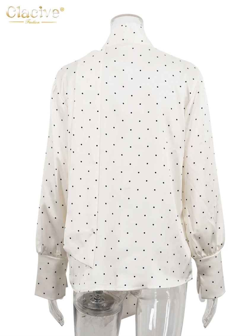 Clacive موضة فضفاضة طباعة قميص نسائي 2025 عادية القوس طوق كم طويل سيدة قمصان أنيقة الكلاسيكية ملابس نسائية #6