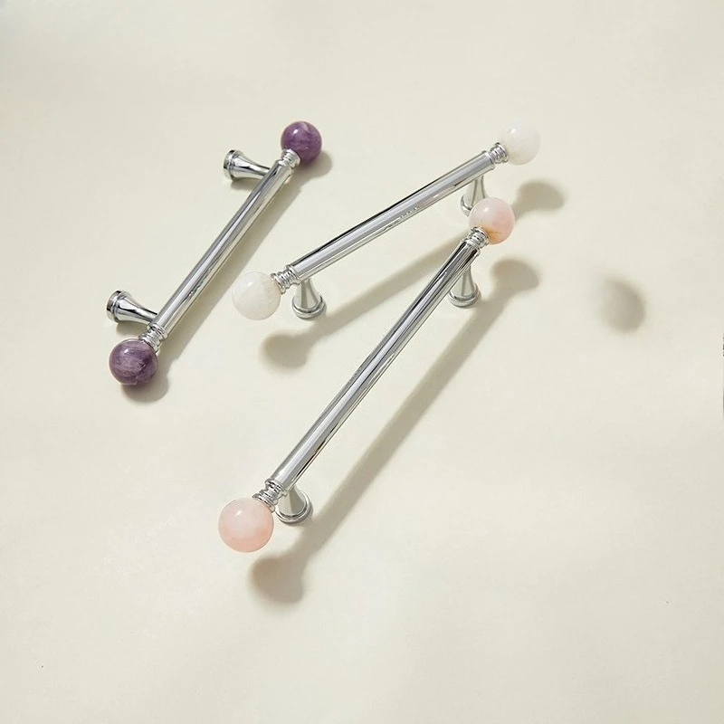 Pink/white Crystal + Brass T Bar Cabinet Handle and Knobs Wardrobe Cupboard Door Pulls Furniture Handle Dresser Knob Hardware