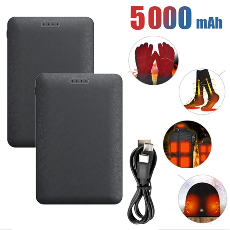 2 Stück tragbare, beheizbare Schals mit Powerbank, 5000 mAh, PC-Lithium-Ionen-Powerbank für elektrisch beheizte Socken/Handschuhe/Kniepolster.