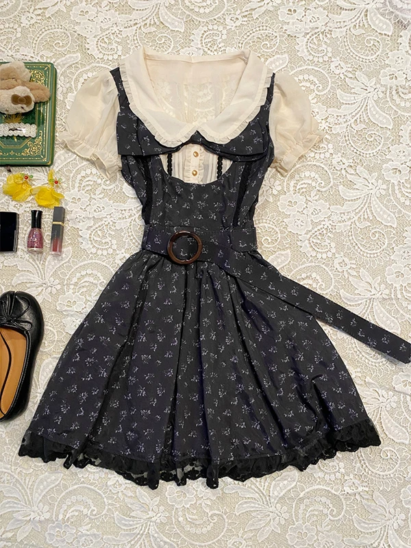 Original n Blumendruck irt Dr A-Linie Rock Damen Sommer Vintage Gingham Plaid Splice Baumwollmischung Dr