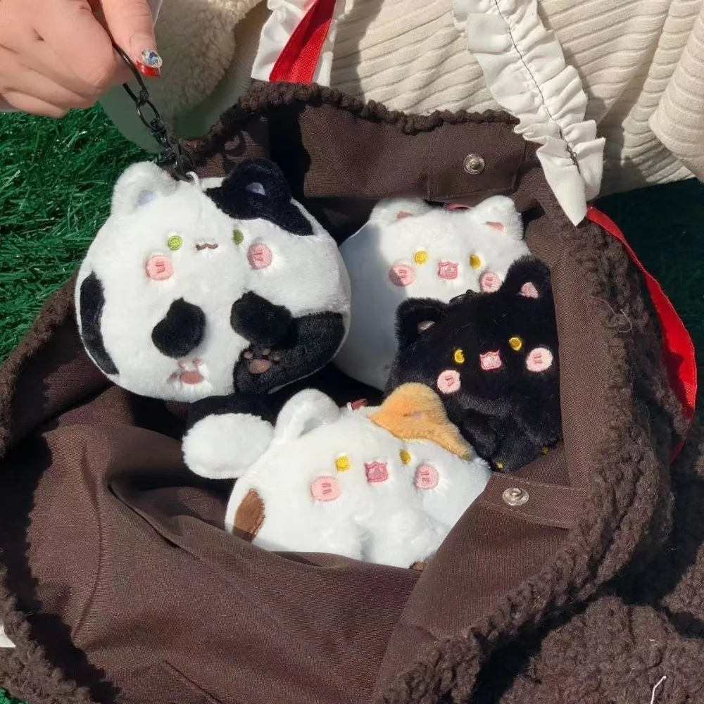 Simpatico gatto portachiavi ciondolo coda peluche portachiavi cartone animato Kawaii cordino scrivania organizzatori peluche portachiavi ragazze regalo portamonete