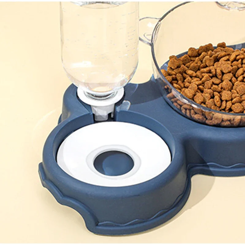 Three-bowl Pet Automatic Drinking Bowl Plastic Dog Bowl Anti-overturn Neck Protection Double For Cat Food Bowl Pet Supplies