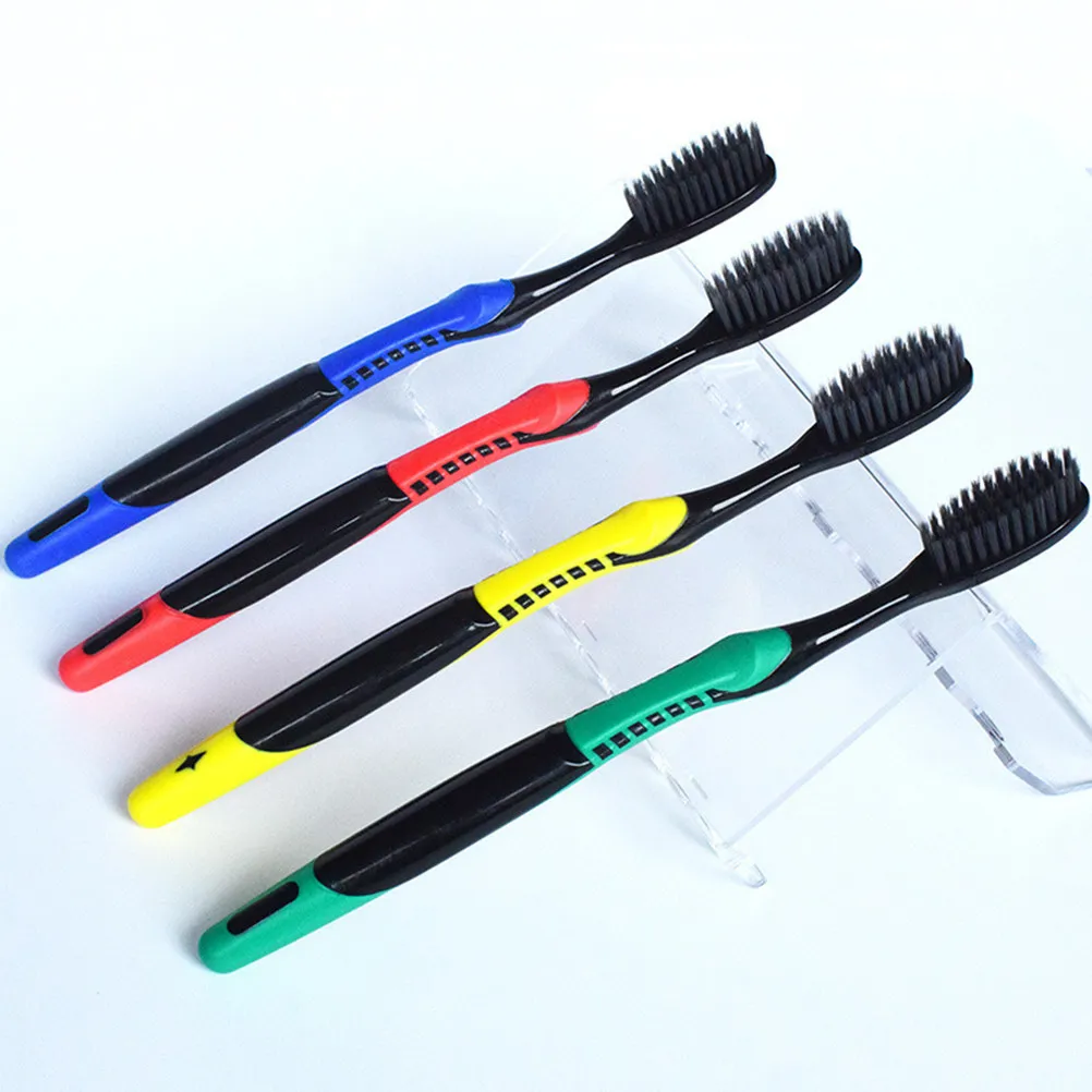 8Pcs Soft Bamboo Charcoal Toothbrush PP Handle Toothbrush for Home Travel Effective Plaque Removal PP Tooth Brush