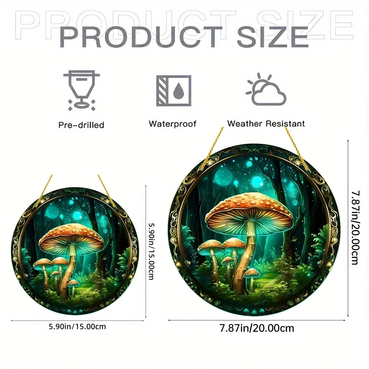 Mushroom Suncatcher, Stained Window Hanging, Acrylic Sign,Gifts For Women,Festival Decor, Round Sign, Wreath Sign, Wreath Center
