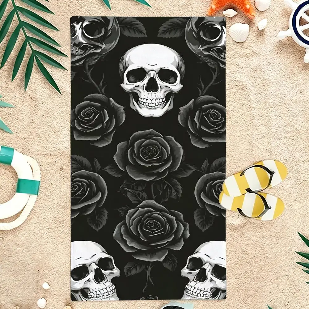 Dark Aesthetic Grunge Y2K Gothic Abstract Graphic Towel Microfiber soft Beach Towel for Travel Fitness Sauna Bathing Camping