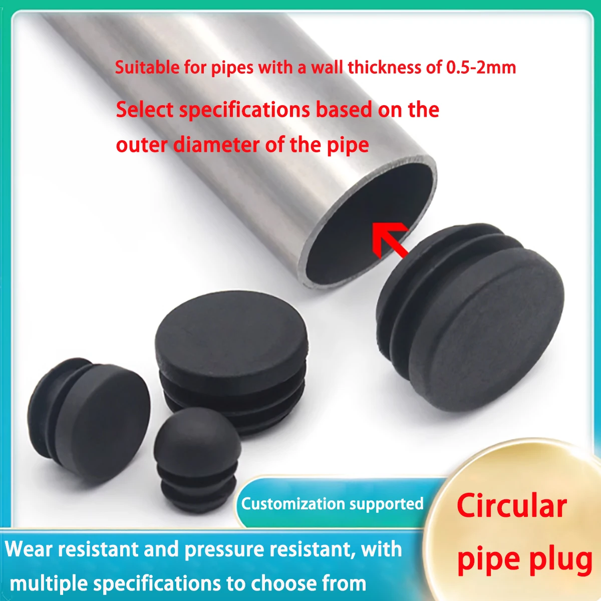 

12~100mm Round PE Plastic Blanking End Cap Tube Pipe Inserts Plug Bung Insert Stopper For Chair Leg Pipe Decorative Dust Cover
