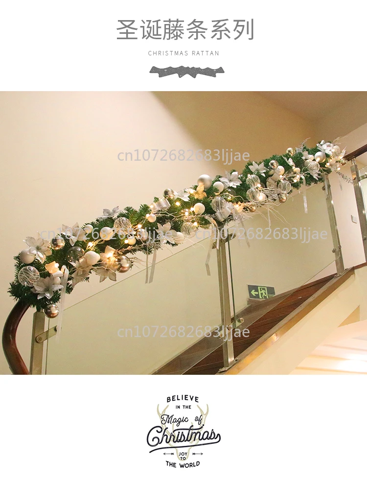 Décorations de noël ins wind 2.7 mètres, couronne de noël en rotin, porte suspendue, fenêtre d'hôtel, pendentif d'escalator