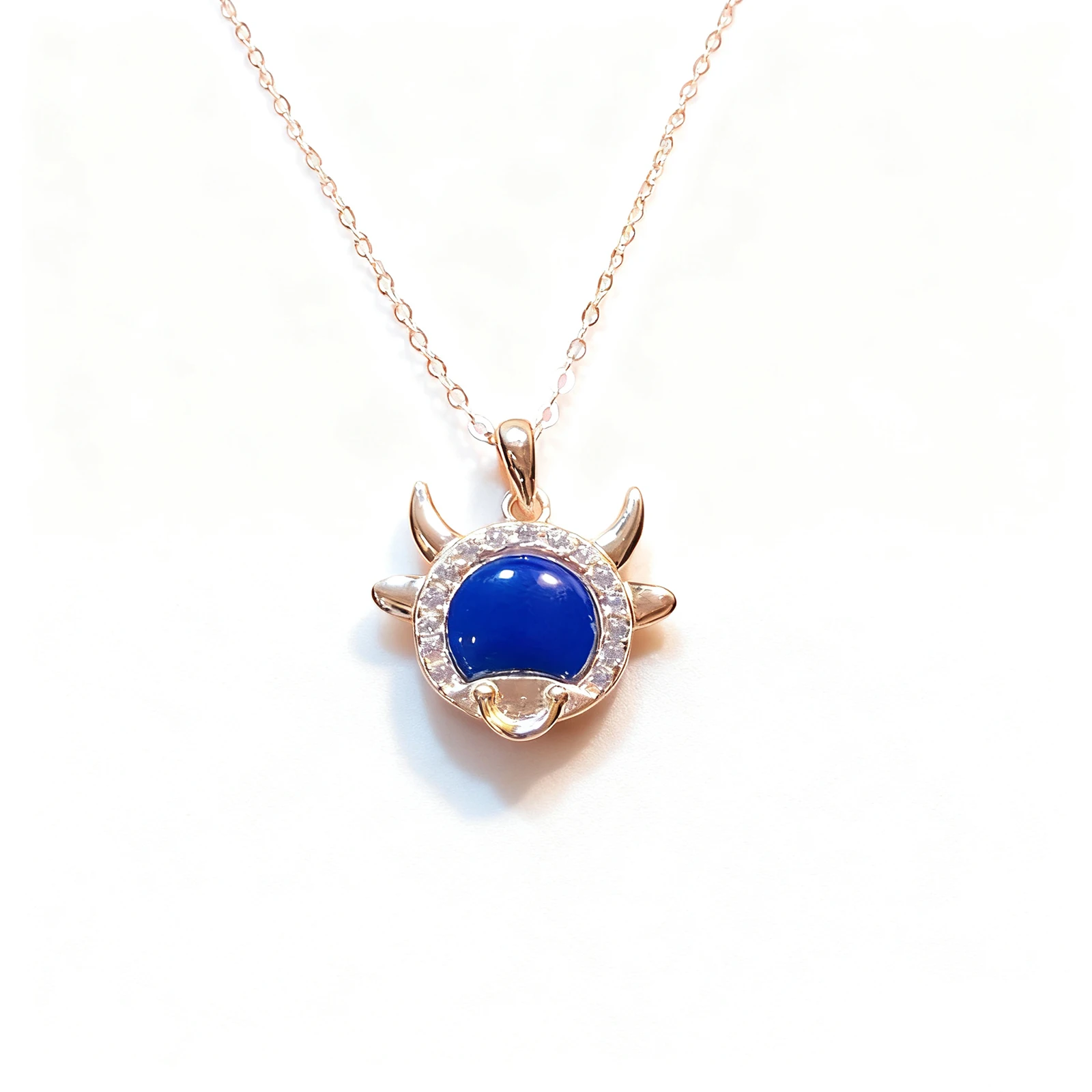 

Dominican Blue Amber Pendant 925 Sterling Silver Bull Head Ox Pendant Necklace Natural Taurus Zodiac Jewelry Gift for Women