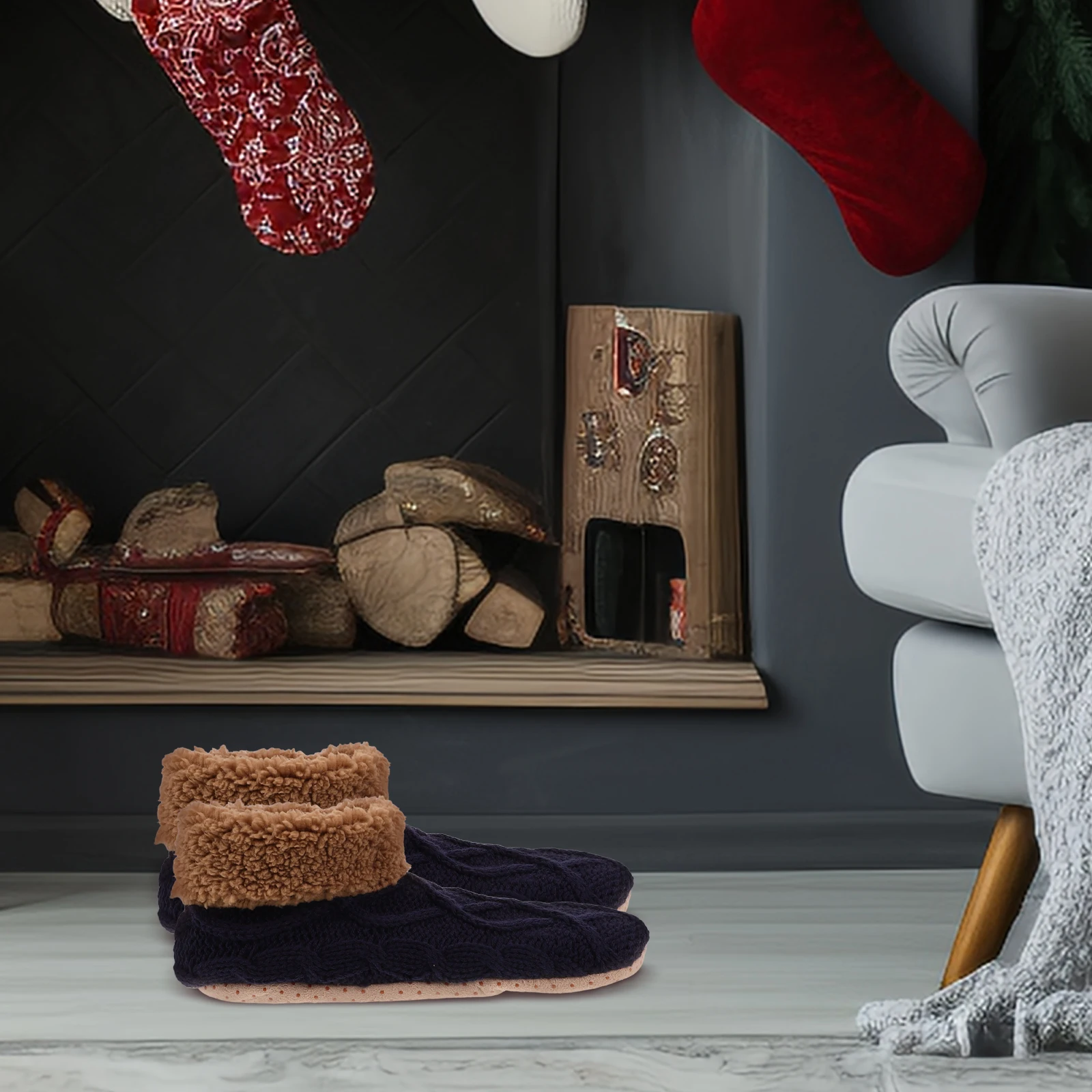 

Fuzzy Floor Socks Warm Thermal Carpet Slippers Non Slip Women Men Snow Pile Crew Fleece Bulk Fox Cable Knit Comfort