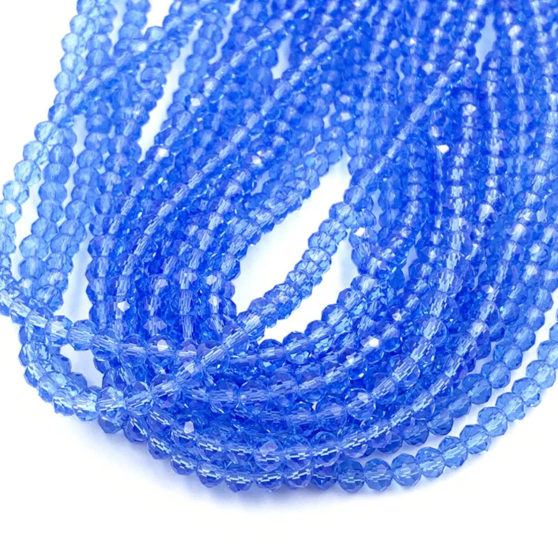 Blue Green 2 3 4 6 8mm Crystal Beads for Jewelry Making Accessories Rondelle Loose Spacer Faceted Glass Beads DIY Bracelets