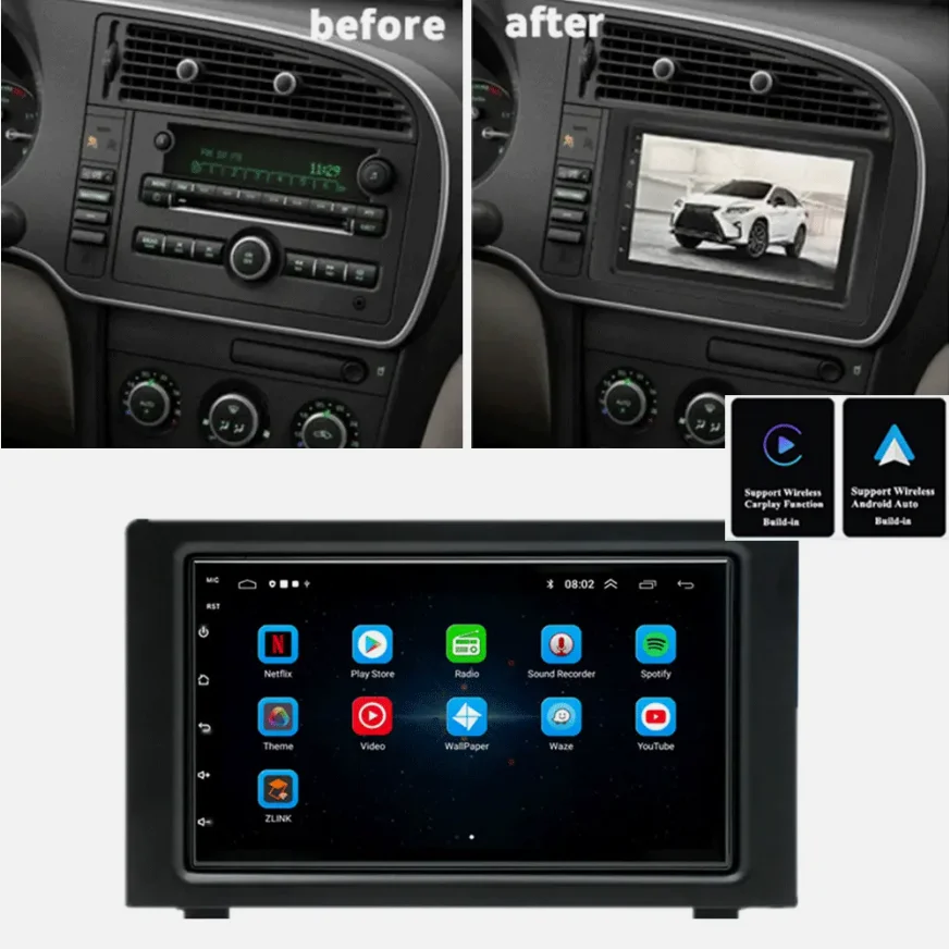 7Inch Car Radio Player GPS Navigation WiFi RDS Compatible for SAAB 9-3 93 2007-2011 Android 12