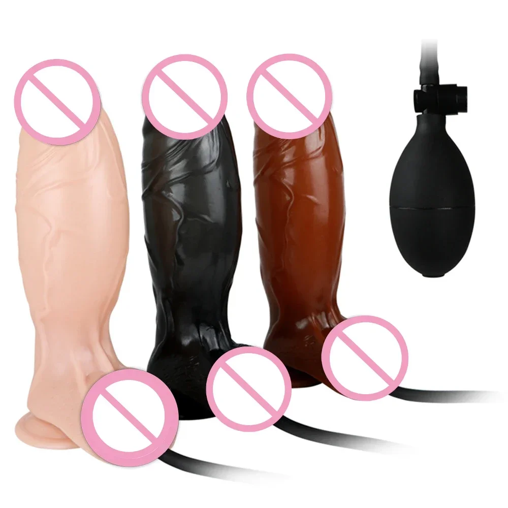 Inflatable Adjustable Size New Realistic Dildos Erotic Dildo Artificial Penis G-spot Large Anal Plug Female Masturbation Sex Toy