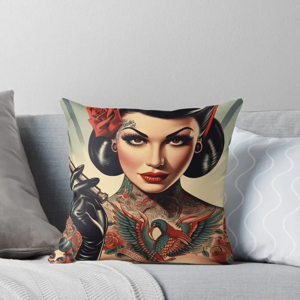 Vintage Tattoo Pin-up Throw Pillow Custom Cushion Photo Christmas Cushion For Home Cushion Cover Set autumn pillowcase pillow