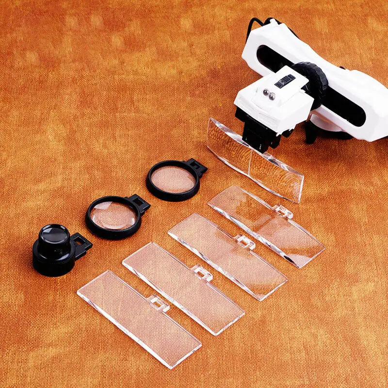 5X,8X,13X,20X,25X,28X Multi Power Lupa Head Magnifying Glass with 1 LED +3 Lenses